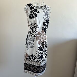 Dressbarn Size 4 “Timeless Dress” — Black & White Midi, Elegant Classic